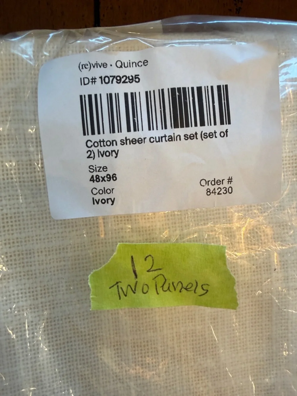 PAIR - NWOT Quince Cotton Sheer Curtain Panels - 48x96 - Ivory (12)